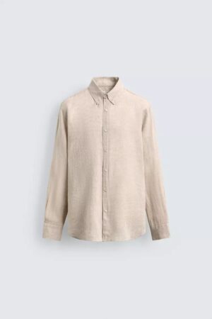 Beige Linen Shirt For Men