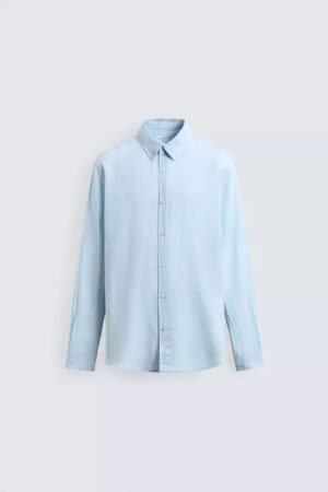 Light Blue Linen Shirt For Men