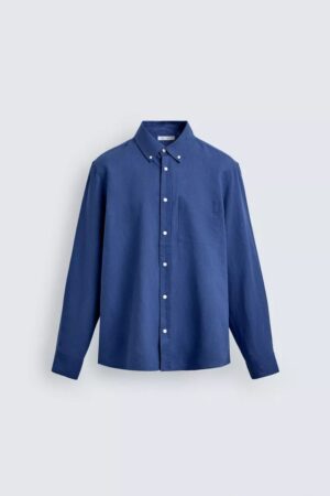 Navy Blue Linen Shirt For Men